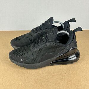 Nike Air Max 270 Triple Black Athletic Shoes Womens 8 Low Top Lace Up